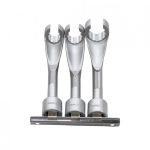 Kit com 3 chaves abertas para injetores diesel 14mm, 17mm e 19mm. Aplicação: BMW, VW, Opel, Mercedes. Qualidade profissional. Kroftools 6825