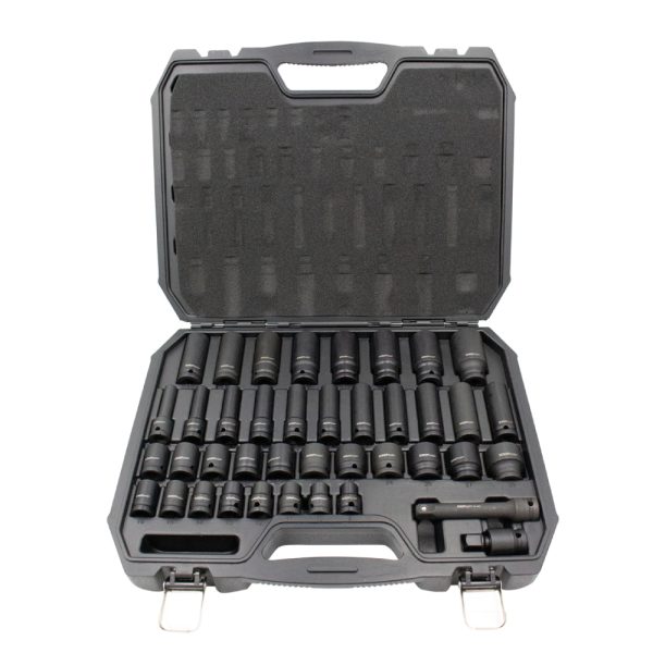 Kit Chaves de Impacto 1/2" 40PCS KROFTOOLS 2124 – Chaves Hexagonais Cr-V Normais e Longos com Acessórios