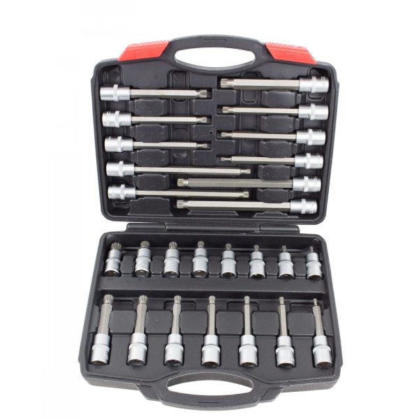 Kit Chaves Caixa com Bits XZN 1/2" 26PCS KROFTOOLS 6026 – Chrome Vanadium Profissional Automóvel